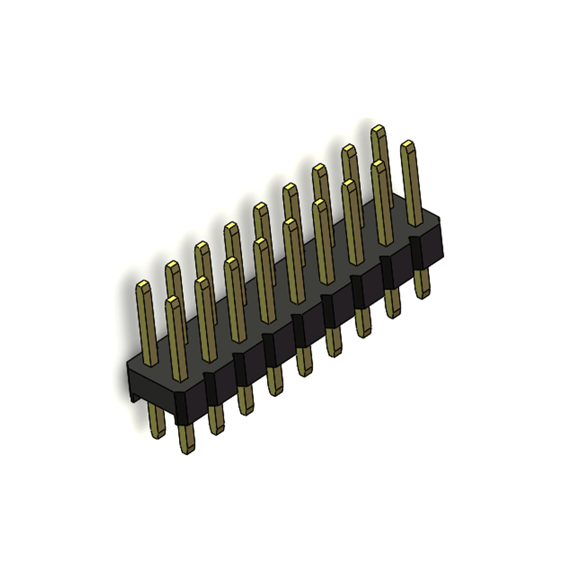 Pitch 2.54mm 180° 双排 DIP 单塑排针 L=11.5MM PC 3.0 2X09Pin 黑色 Brass 镀全金G/F