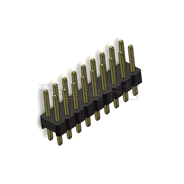Pitch 2.54mm 180° 双排 DIP 单塑排针 L=11.5MM PC 3.0 2X09Pin 黑色 Brass 镀全金G/F
