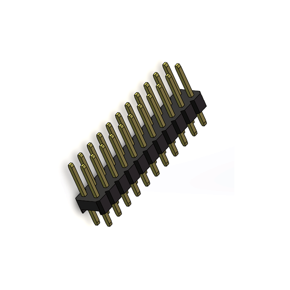 Pitch 2.54mm 180° 双排 DIP 单塑排针 L=11.5MM PC 3.0 2X11Pin 黑色 Brass 镀全金G/F