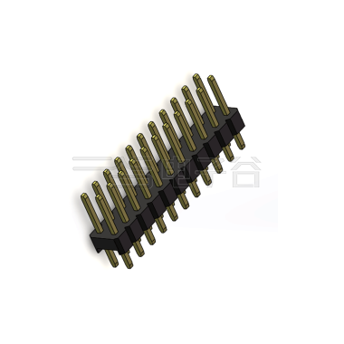 Pitch 2.54mm 180° 双排 DIP 单塑排针 L=11.5MM PC 3.0 2X11Pin 黑色 Brass 镀全金G/F