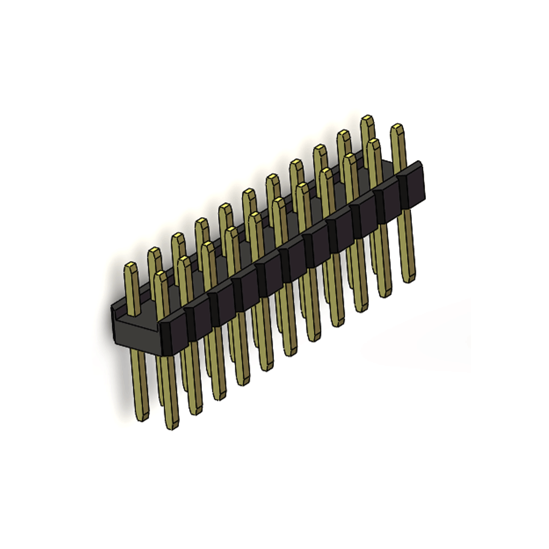 Pitch 2.54mm 180° 双排 DIP 单塑排针 L=11.5MM PC 3.0 2X11Pin 黑色 Brass 镀全金G/F