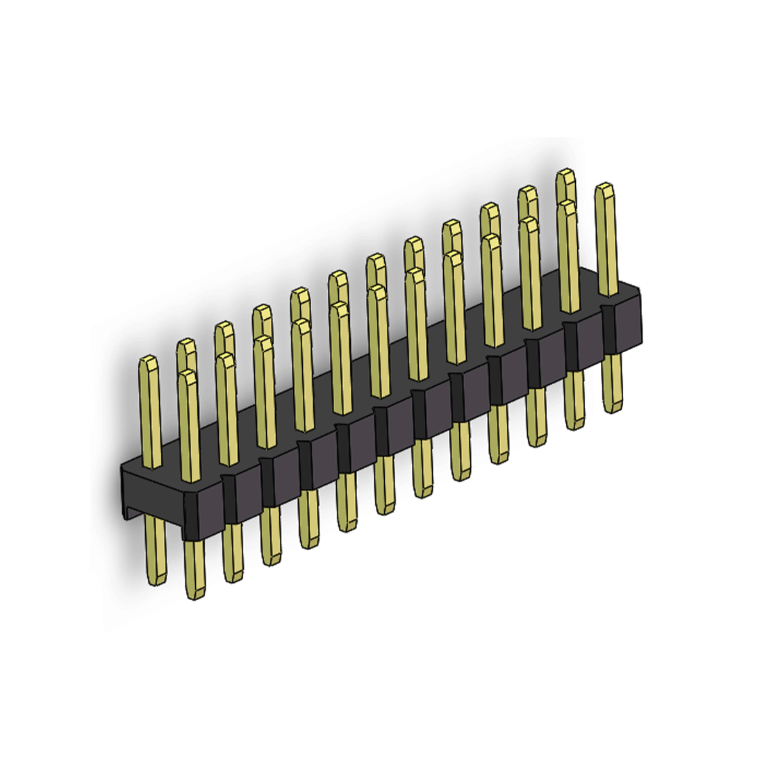 Pitch 2.54mm 180° 双排 DIP 单塑排针 L=11.5MM PC 3.0 2X12Pin 黑色 Brass 镀全金G/F