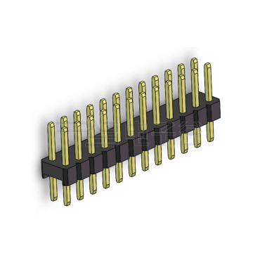Pitch 2.54mm 180° 双排 DIP 单塑排针 L=11.5MM PC 3.0 2X12Pin 黑色 Brass 镀全金G/F