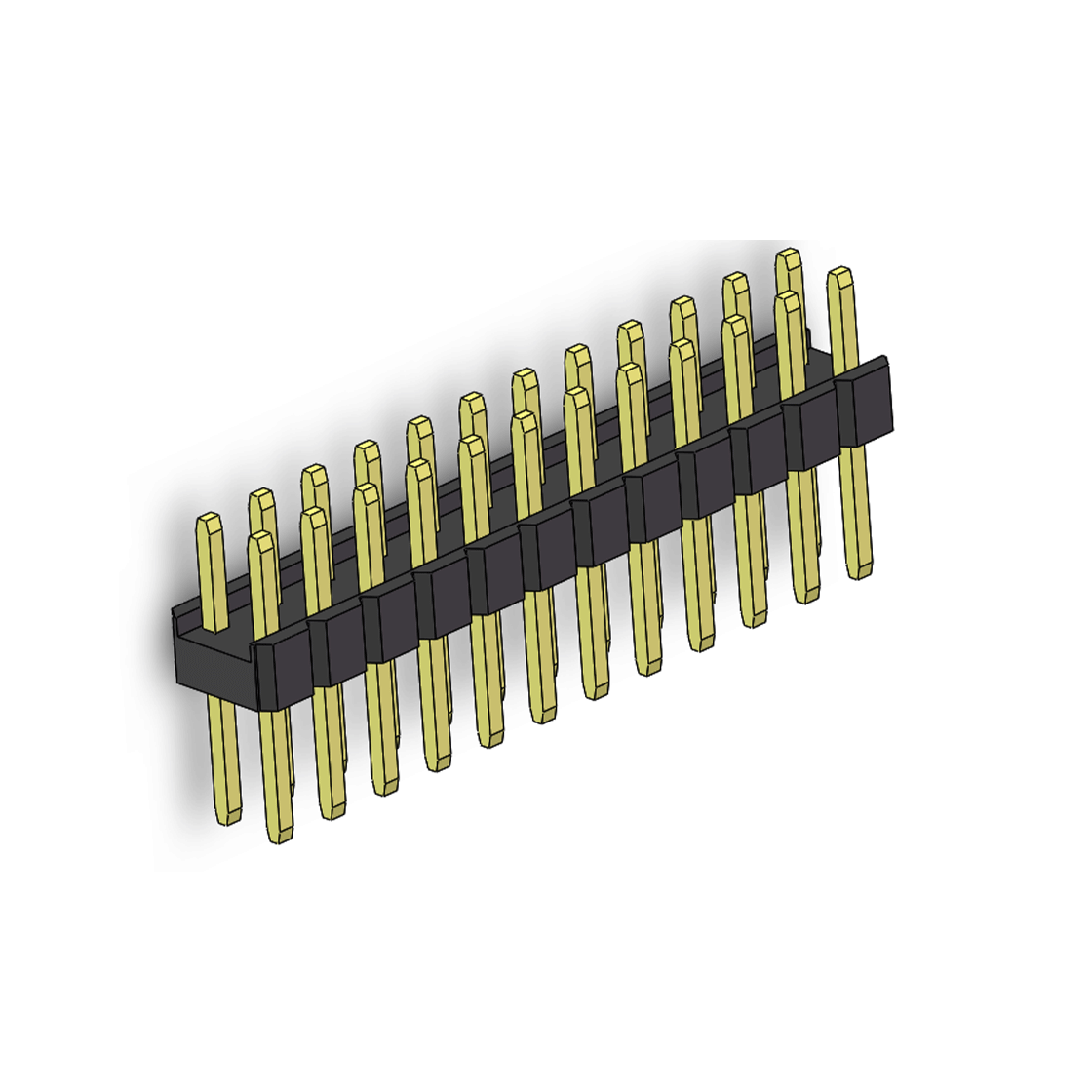 Pitch 2.54mm 180° 双排 DIP 单塑排针 L=11.5MM PC 3.0 2X12Pin 黑色 Brass 镀全金G/F