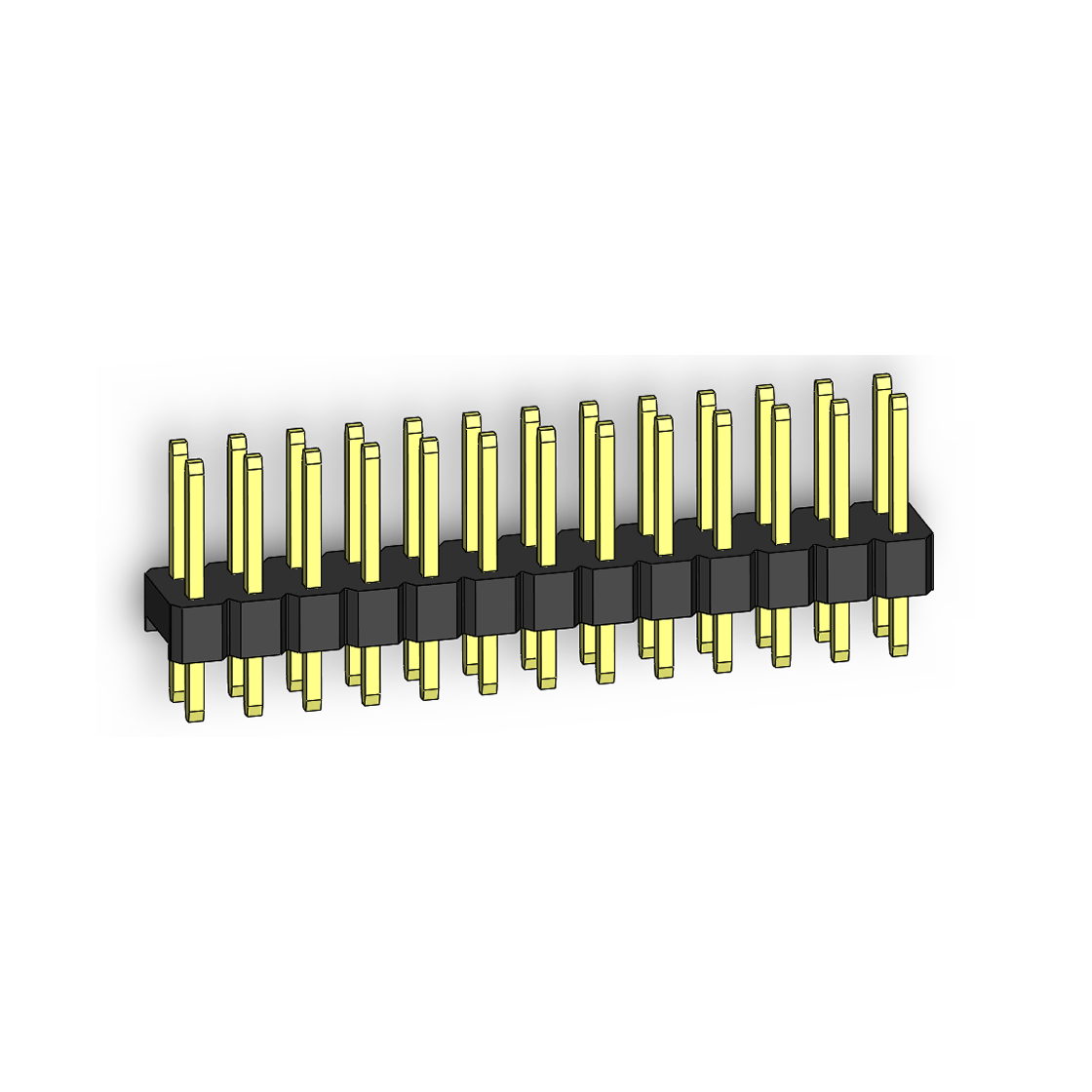 Pitch 2.54mm 180° 双排 DIP 单塑排针 L=11.5MM PC 3.0 2X13Pin 黑色 Brass 镀全金G/F