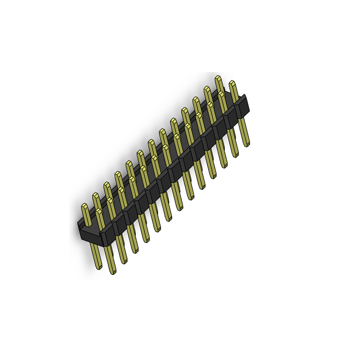 Pitch 2.54mm 180° 双排 DIP 单塑排针 L=11.5MM PC 3.0 2X13Pin 黑色 Brass 镀全金G/F
