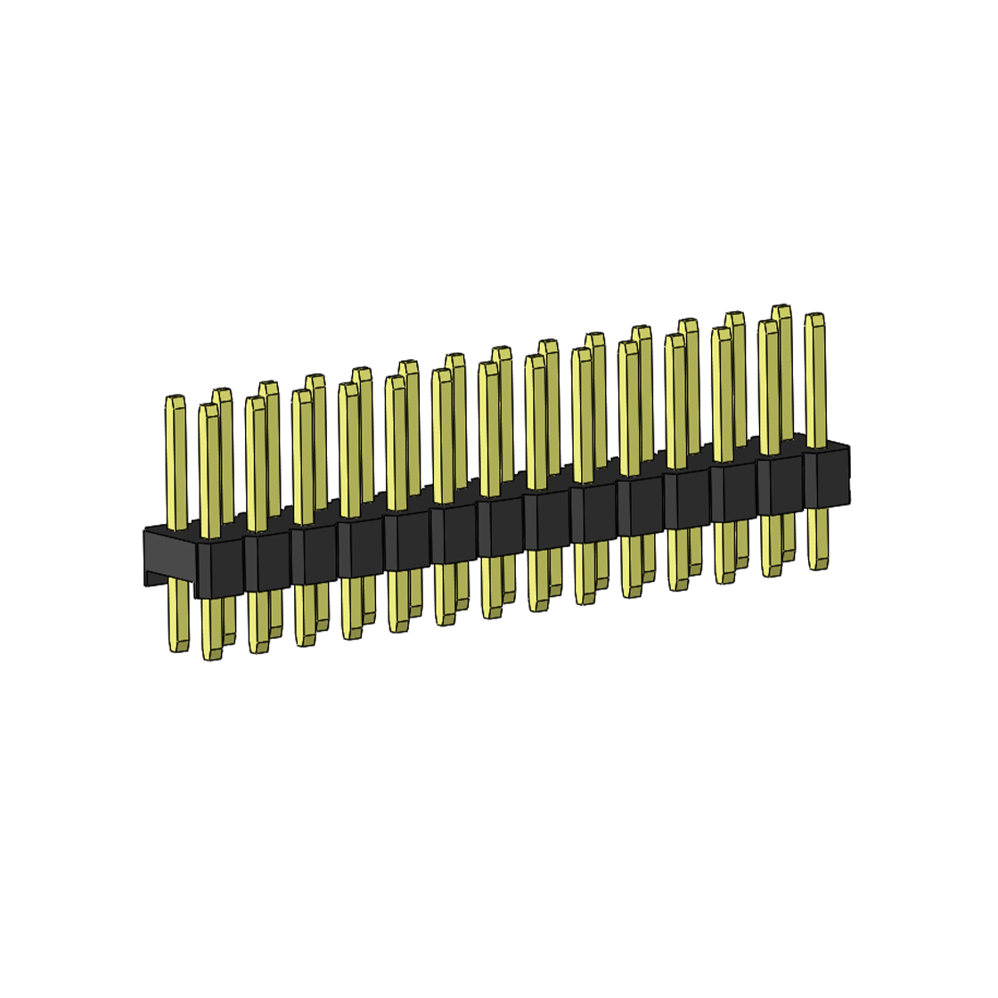 Pitch 2.54mm 180° 双排 DIP 单塑排针 L=11.5MM PC 3.0 2X14Pin 黑色 Brass 镀全金G/F
