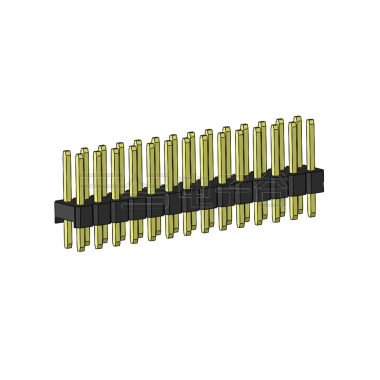 Pitch 2.54mm 180° 双排 DIP 单塑排针 L=11.5MM PC 3.0 2X14Pin 黑色 Brass 镀全金G/F
