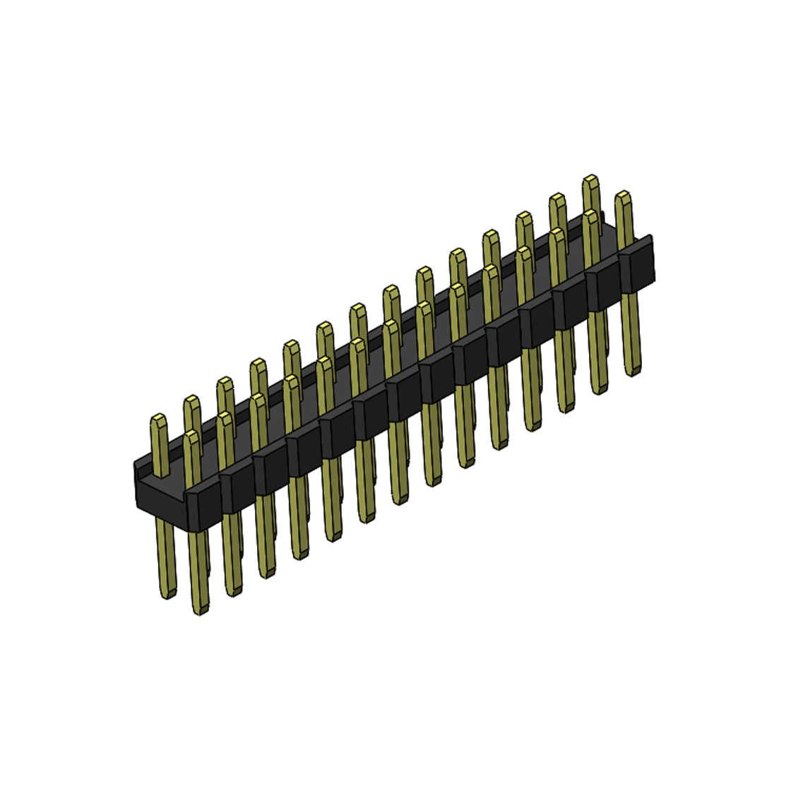 Pitch 2.54mm 180° 双排 DIP 单塑排针 L=11.5MM PC 3.0 2X14Pin 黑色 Brass 镀全金G/F
