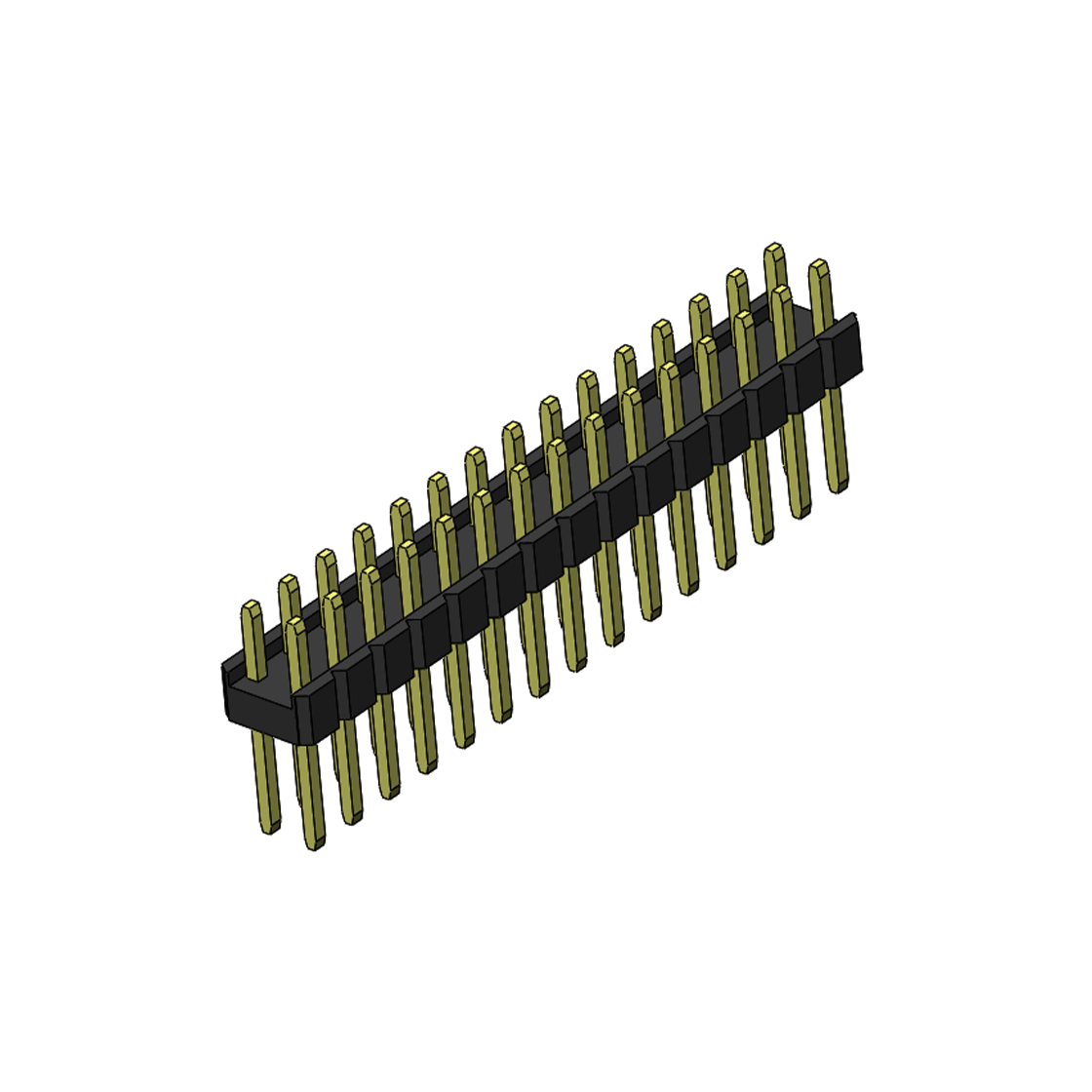 Pitch 2.54mm 180° 双排 DIP 单塑排针 L=11.5MM PC 3.0 2X15Pin 黑色 Brass 镀全金G/F