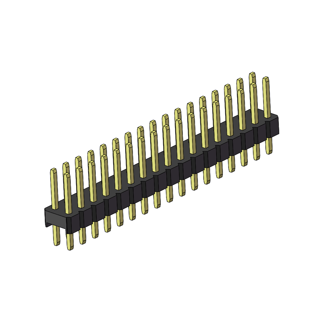 Pitch 2.54mm 180° 双排 DIP 单塑排针 L=11.5MM PC 3.0 2X17Pin 黑色 Brass 镀全金G/F