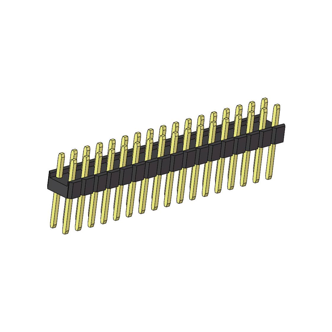 Pitch 2.54mm 180° 双排 DIP 单塑排针 L=11.5MM PC 3.0 2X17Pin 黑色 Brass 镀全金G/F