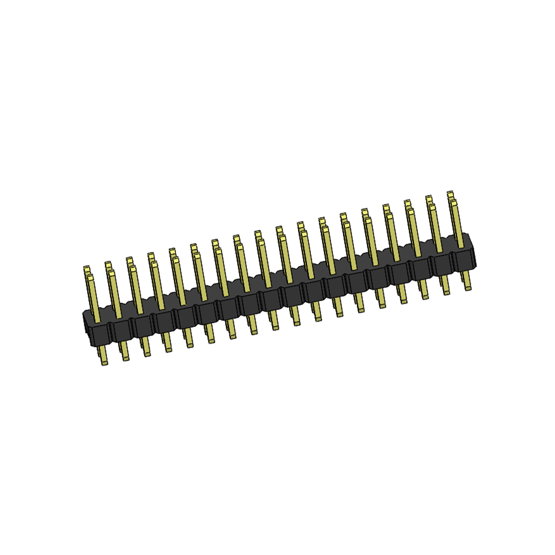 Pitch 2.54mm 180° 双排 DIP 单塑排针 L=11.5MM PC 3.0 2X18Pin 黑色 Brass 镀全金G/F