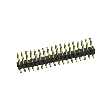 Pitch 2.54mm 180° 双排 DIP 单塑排针 L=11.5MM PC 3.0 2X18Pin 黑色 Brass 镀全金G/F