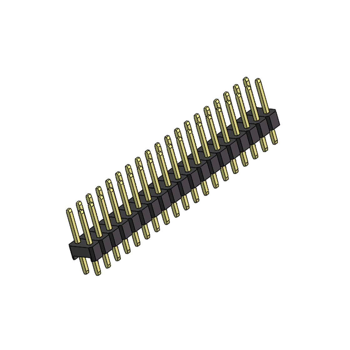 Pitch 2.54mm 180° 双排 DIP 单塑排针 L=11.5MM PC 3.0 2X19Pin 黑色 Brass 镀全金G/F