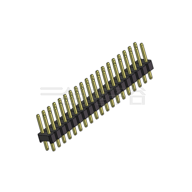 Pitch 2.54mm 180° 双排 DIP 单塑排针 L=11.5MM PC 3.0 2X19Pin 黑色 Brass 镀全金G/F