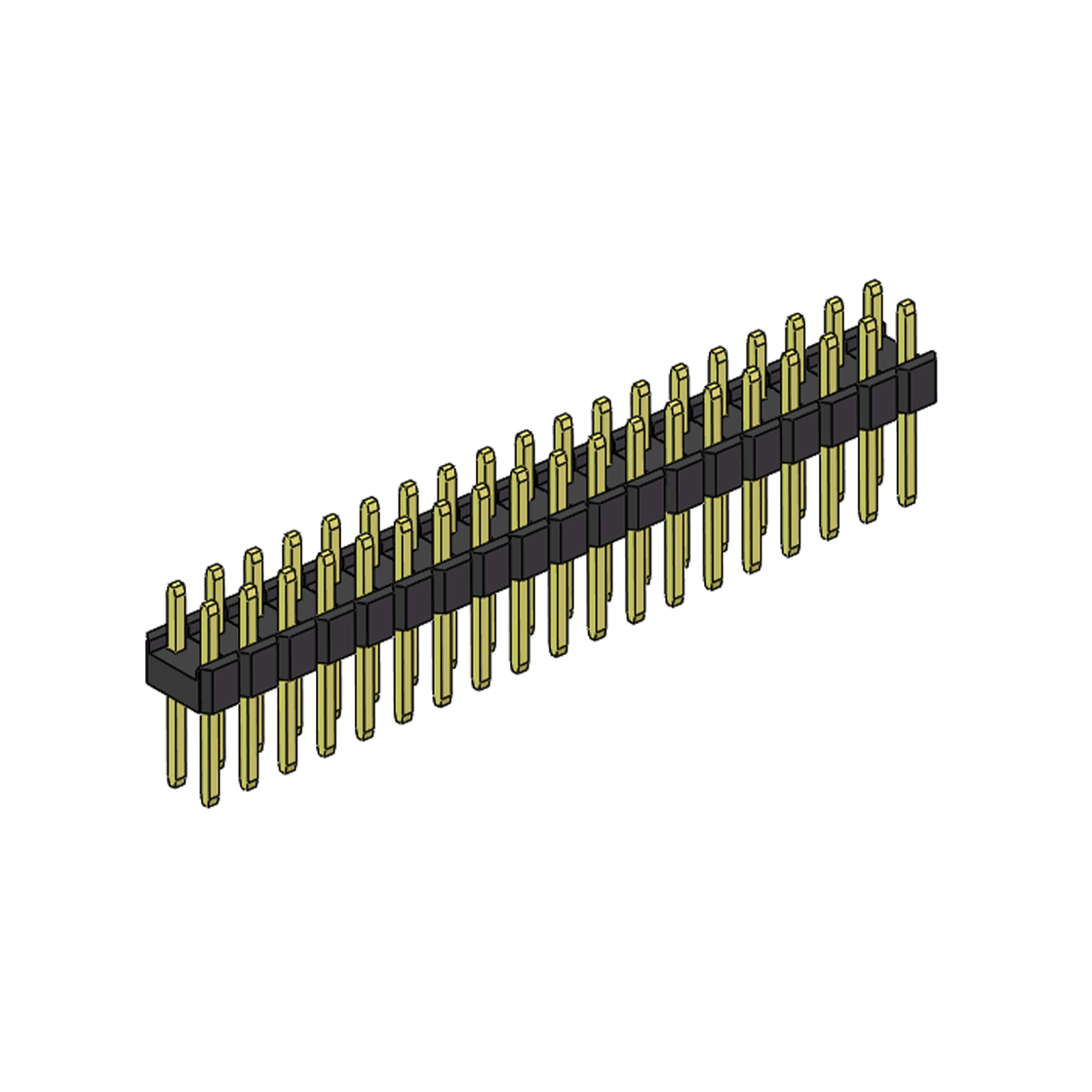 Pitch 2.54mm 180° 双排 DIP 单塑排针 L=11.5MM PC 3.0 2X19Pin 黑色 Brass 镀全金G/F