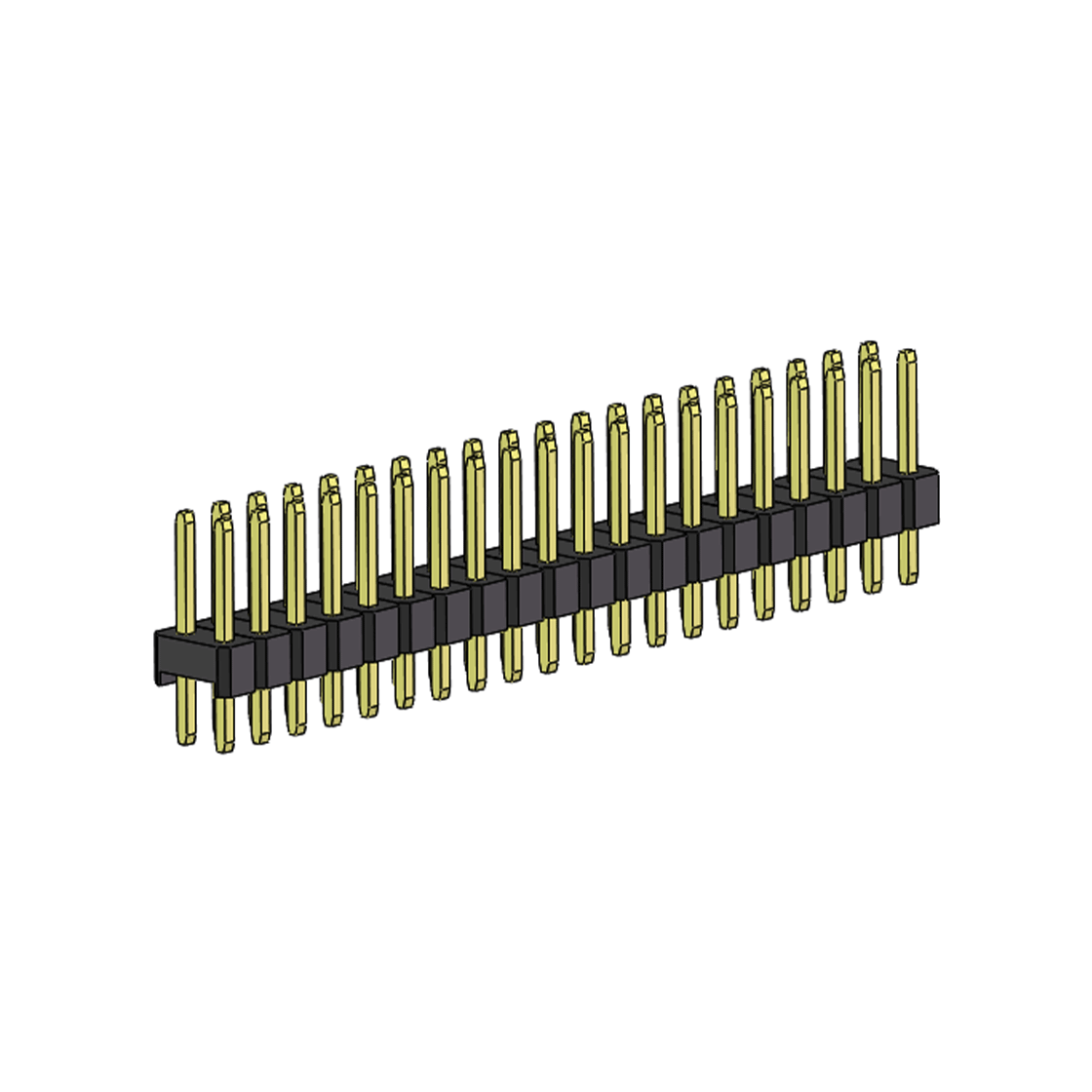 Pitch 2.54mm 180° 双排 DIP 单塑排针 L=11.5MM PC 3.0 2X20Pin 黑色 Brass 镀全金G/F