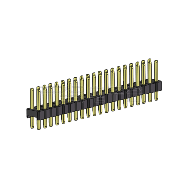 Pitch 2.54mm 180° 双排 DIP 单塑排针 L=11.5MM PC 3.0 2X20Pin 黑色 Brass 镀全金G/F