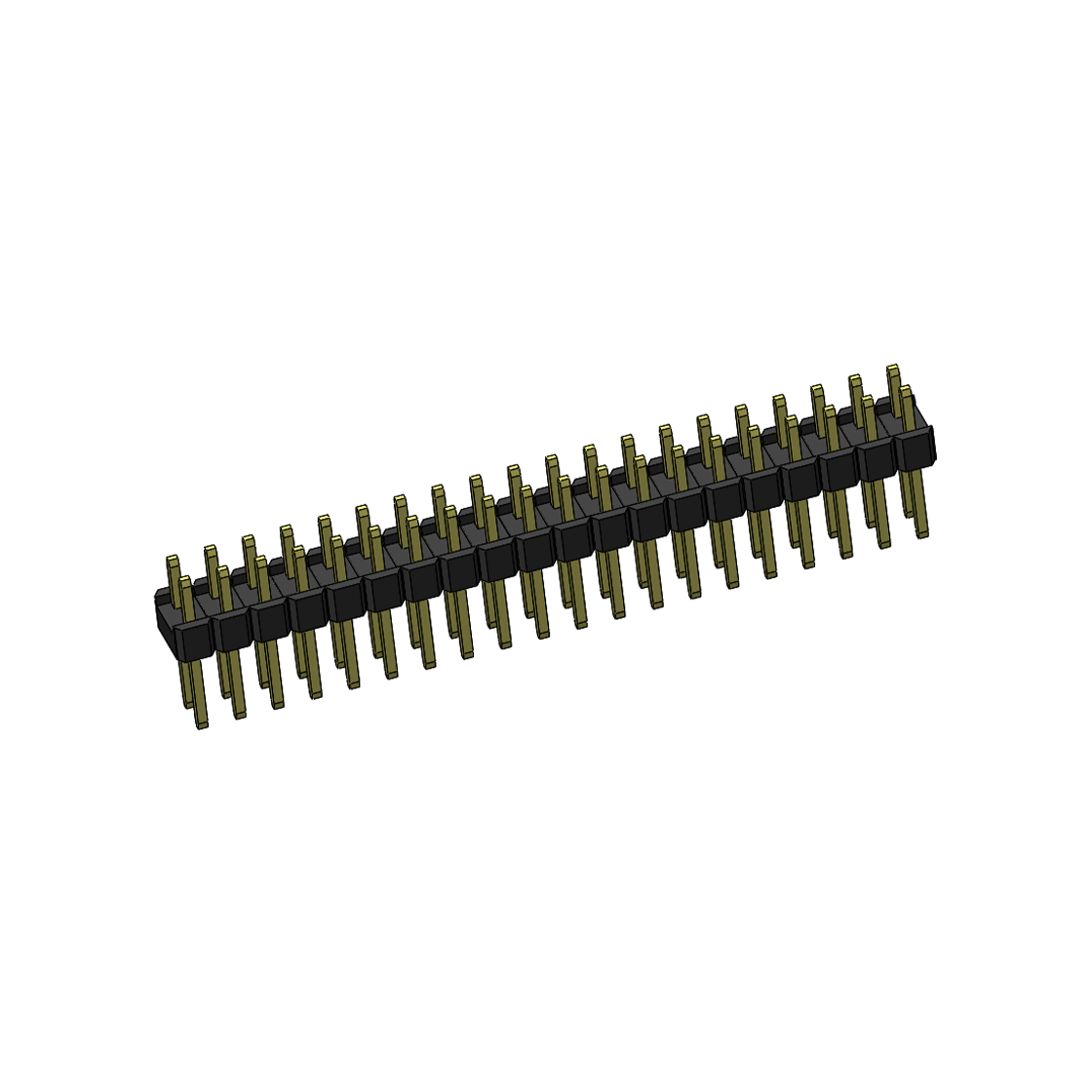 Pitch 2.54mm 180° 双排 DIP 单塑排针 L=11.5MM PC 3.0 2X20Pin 黑色 Brass 镀全金G/F