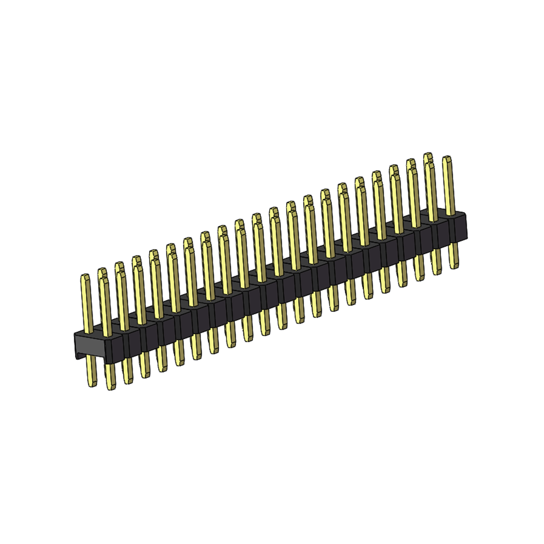 Pitch 2.54mm 180° 双排 DIP 单塑排针 L=11.5MM PC 3.0 2X21Pin 黑色 Brass 镀全金G/F