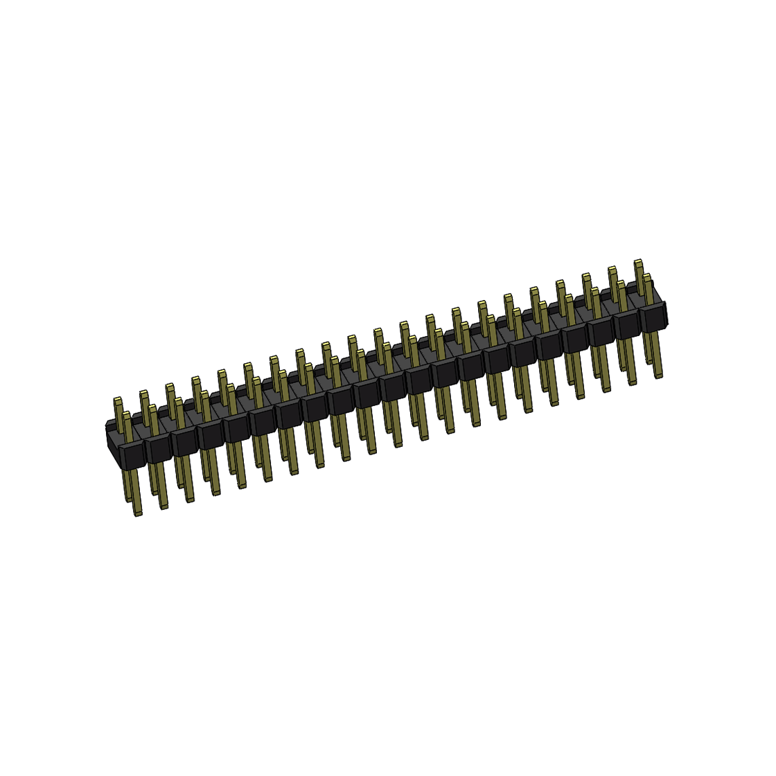 Pitch 2.54mm 180° 双排 DIP 单塑排针 L=11.5MM PC 3.0 2X21Pin 黑色 Brass 镀全金G/F