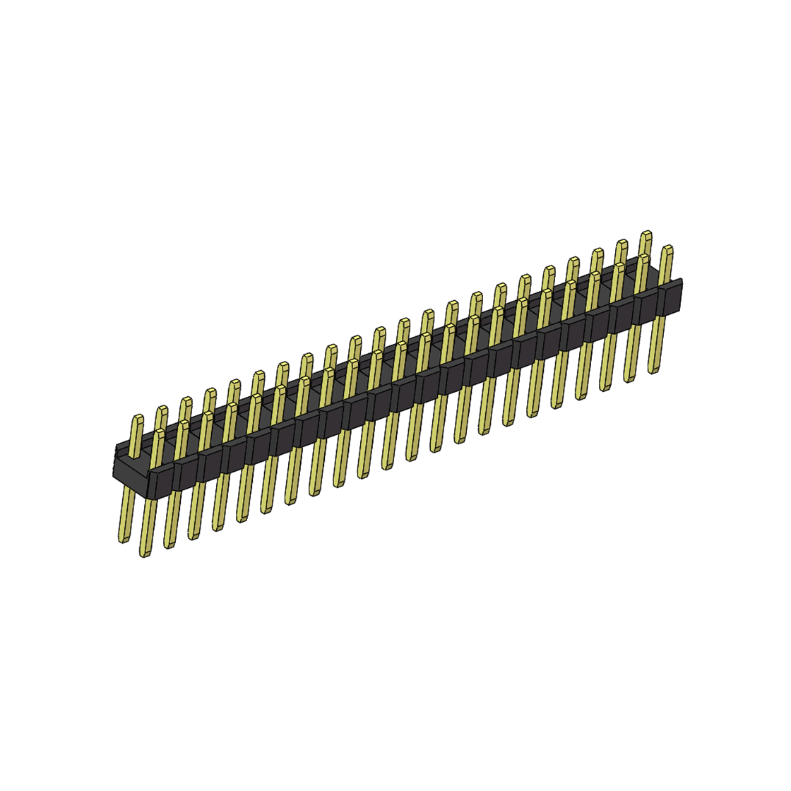 Pitch 2.54mm 180° 双排 DIP 单塑排针 L=11.5MM PC 3.0 2X22Pin 黑色 Brass 镀全金G/F