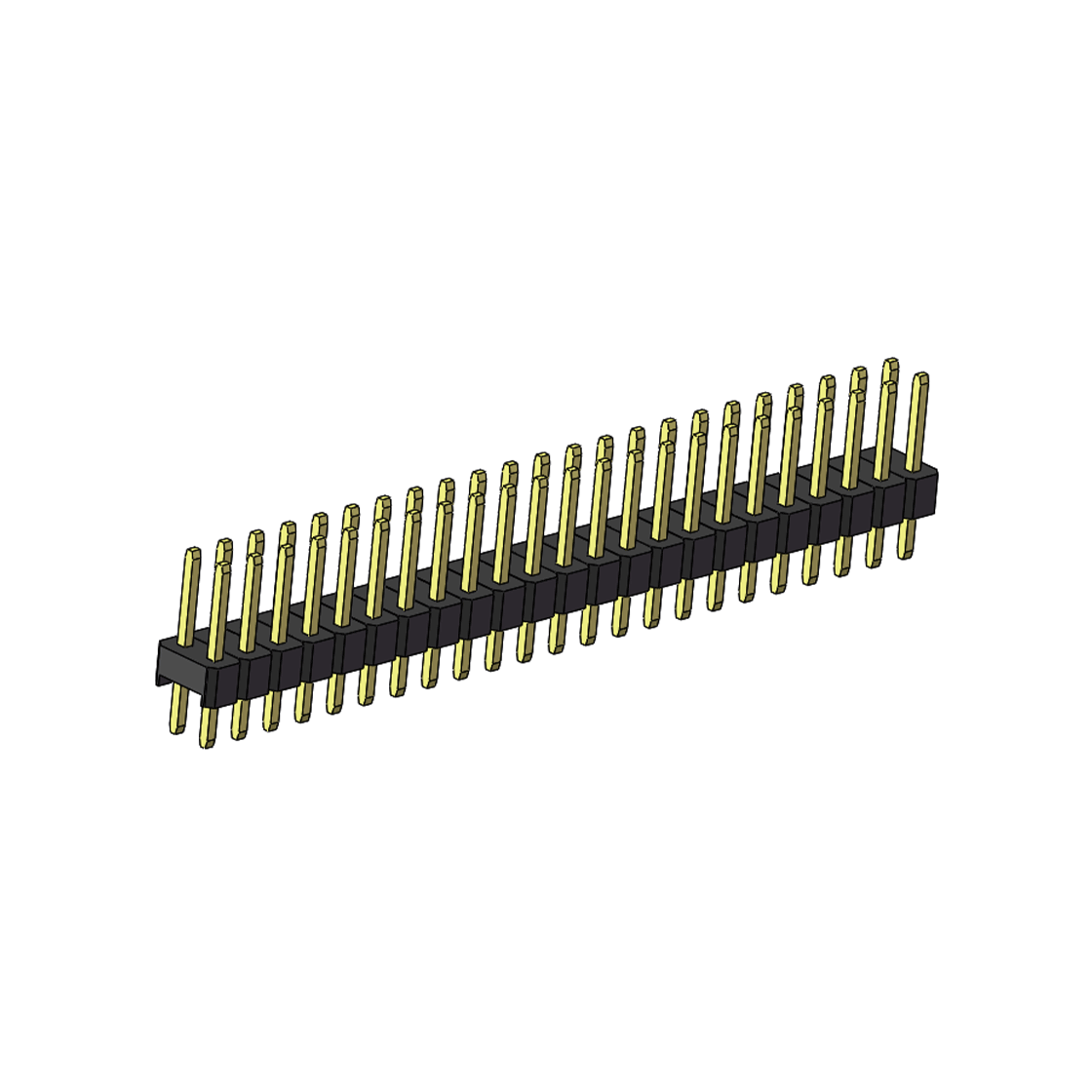 Pitch 2.54mm 180° 双排 DIP 单塑排针 L=11.5MM PC 3.0 2X23Pin 黑色 Brass 镀全金G/F