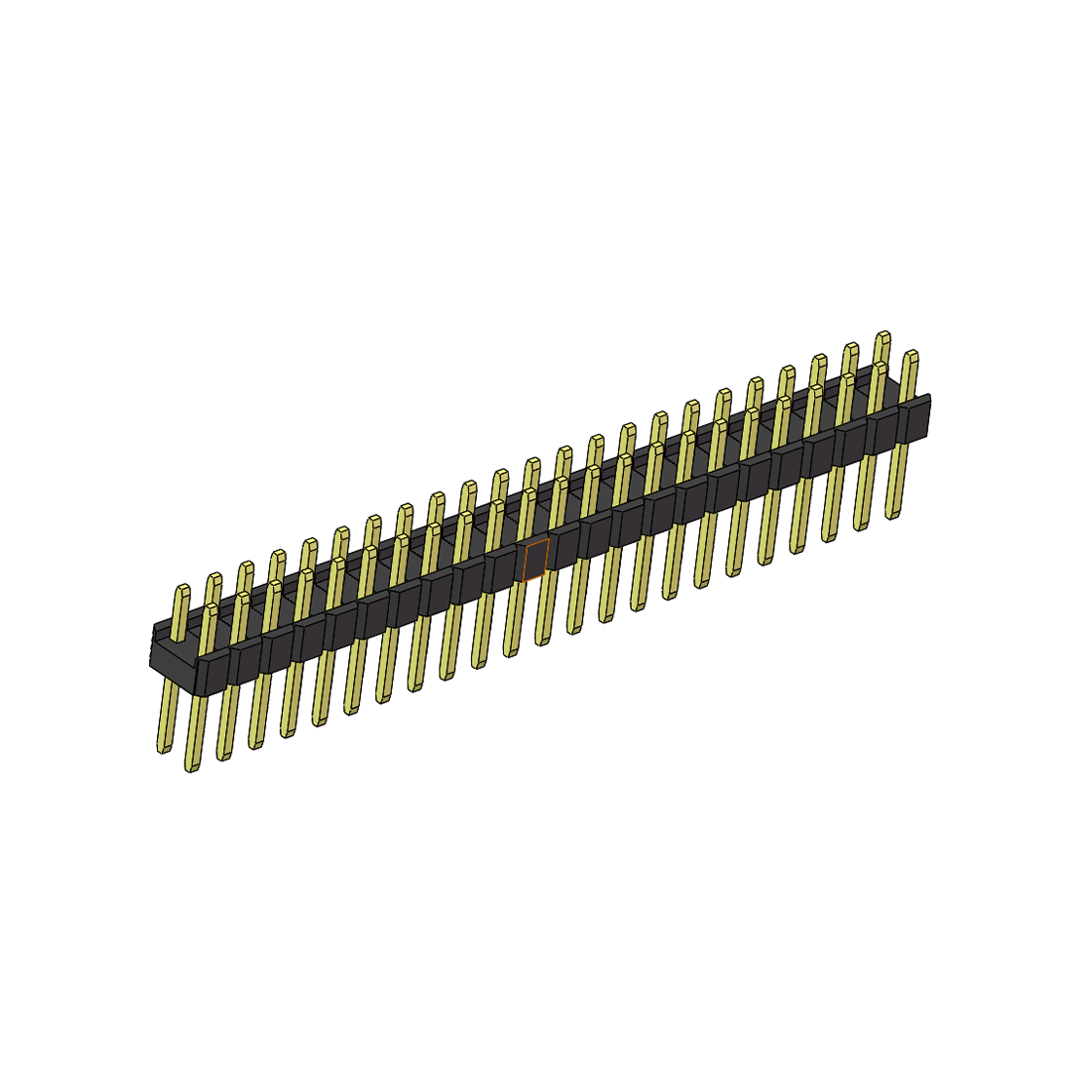 Pitch 2.54mm 180° 双排 DIP 单塑排针 L=11.5MM PC 3.0 2X23Pin 黑色 Brass 镀全金G/F