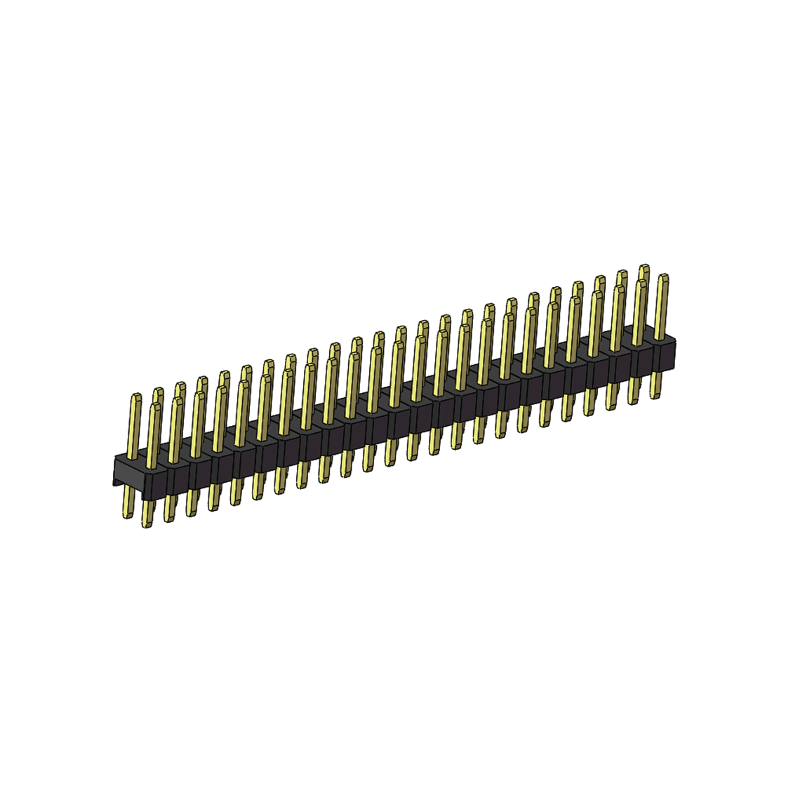 Pitch 2.54mm 180° 双排 DIP 单塑排针 L=11.5MM PC 3.0 2X24Pin 黑色 Brass 镀全金G/F