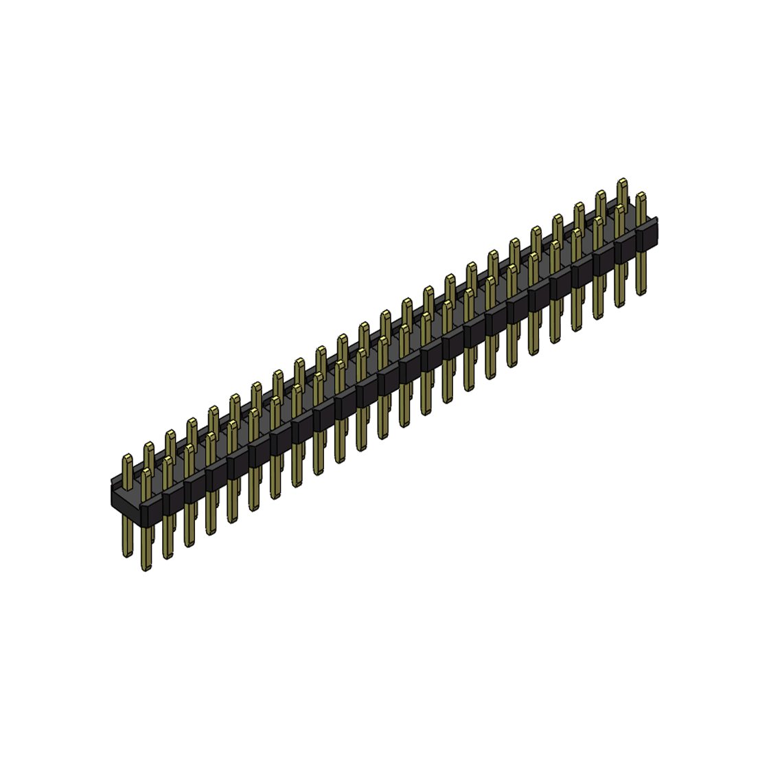 Pitch 2.54mm 180° 双排 DIP 单塑排针 L=11.5MM PC 3.0 2X24Pin 黑色 Brass 镀全金G/F