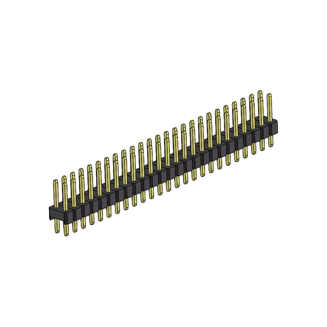 Pitch 2.54mm 180° 双排 DIP 单塑排针 L=11.5MM PC 3.0 2X25Pin 黑色 Brass 镀全金G/F