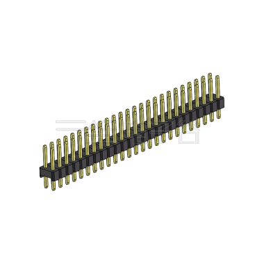 Pitch 2.54mm 180° 双排 DIP 单塑排针 L=11.5MM PC 3.0 2X25Pin 黑色 Brass 镀全金G/F