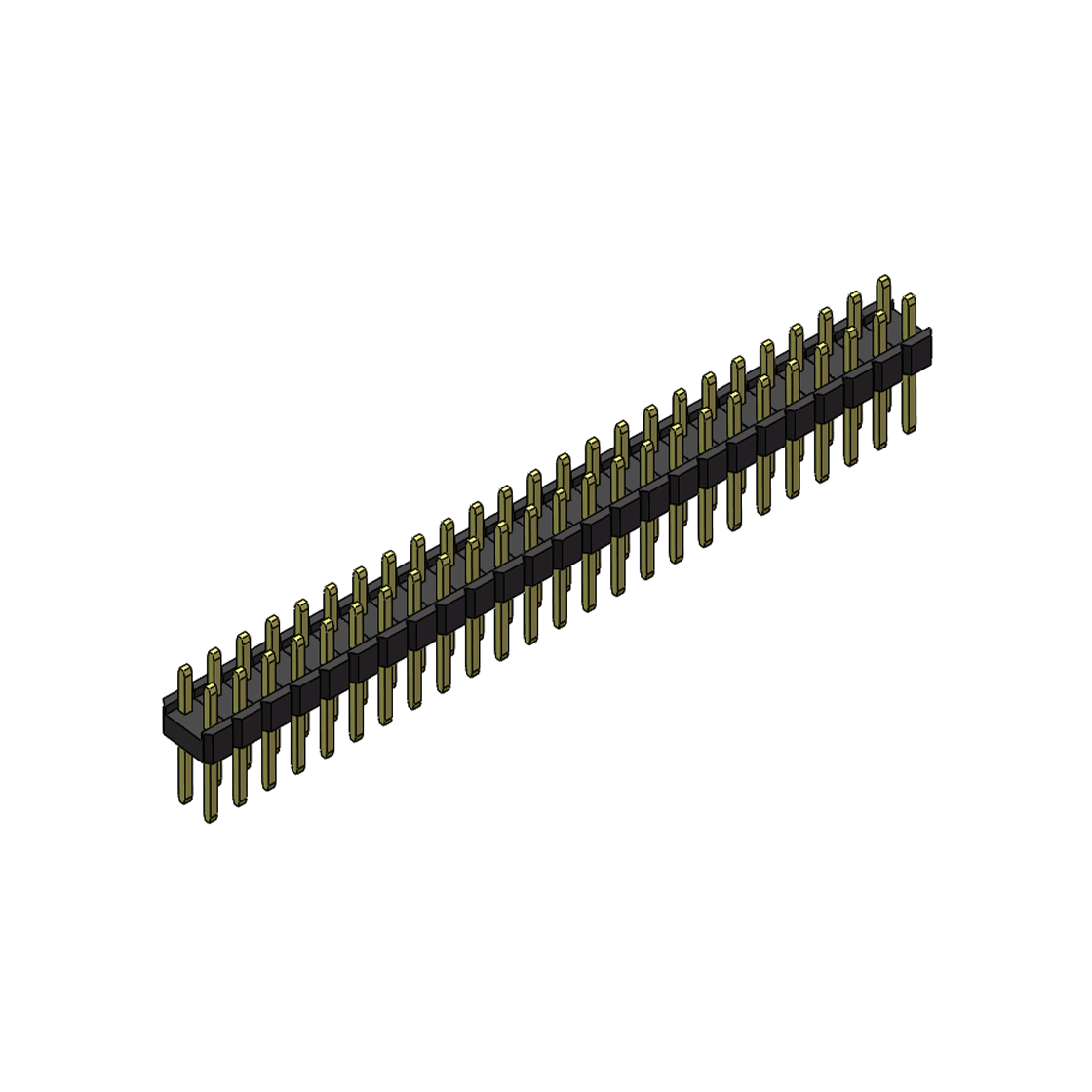 Pitch 2.54mm 180° 双排 DIP 单塑排针 L=11.5MM PC 3.0 2X25Pin 黑色 Brass 镀全金G/F