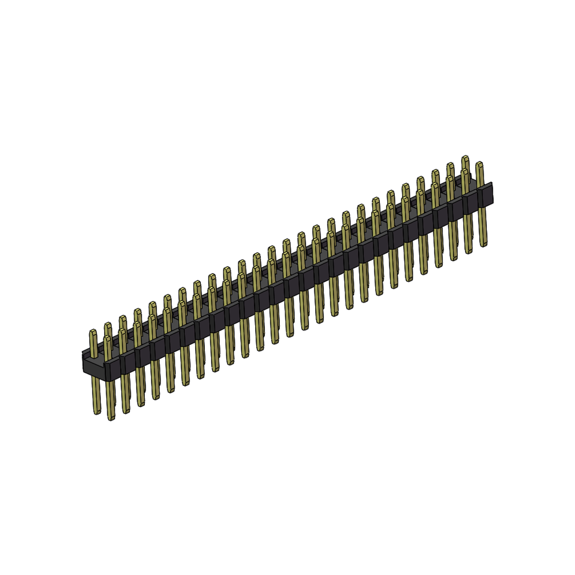 Pitch 2.54mm 180° 双排 DIP 单塑排针 L=11.5MM PC 3.0 2X26Pin 黑色 Brass 镀全金G/F