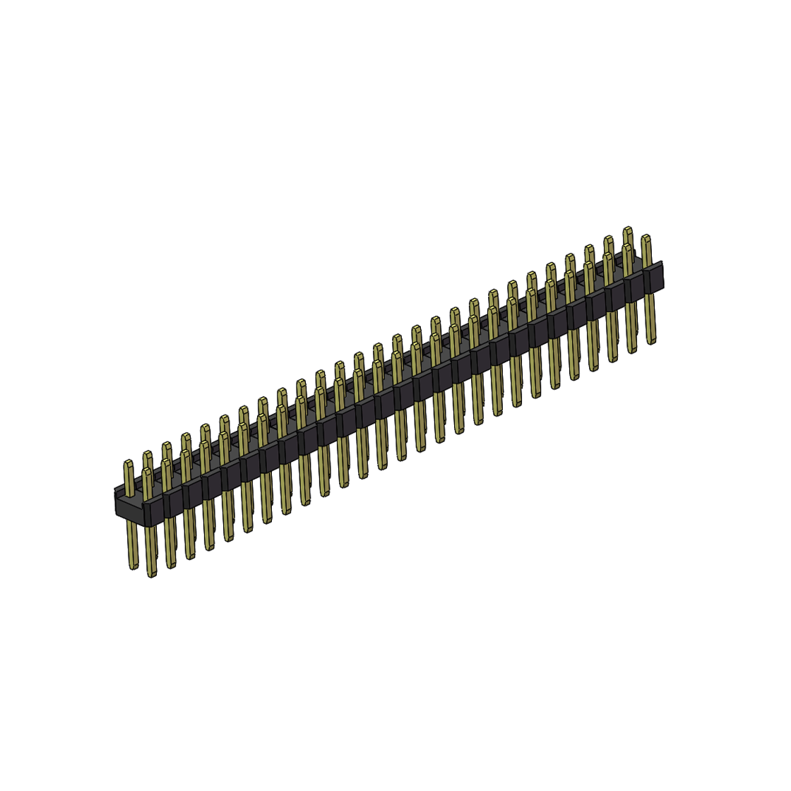 Pitch 2.54mm 180° 双排 DIP 单塑排针 L=11.5MM PC 3.0 2X27Pin 黑色 Brass 镀全金G/F