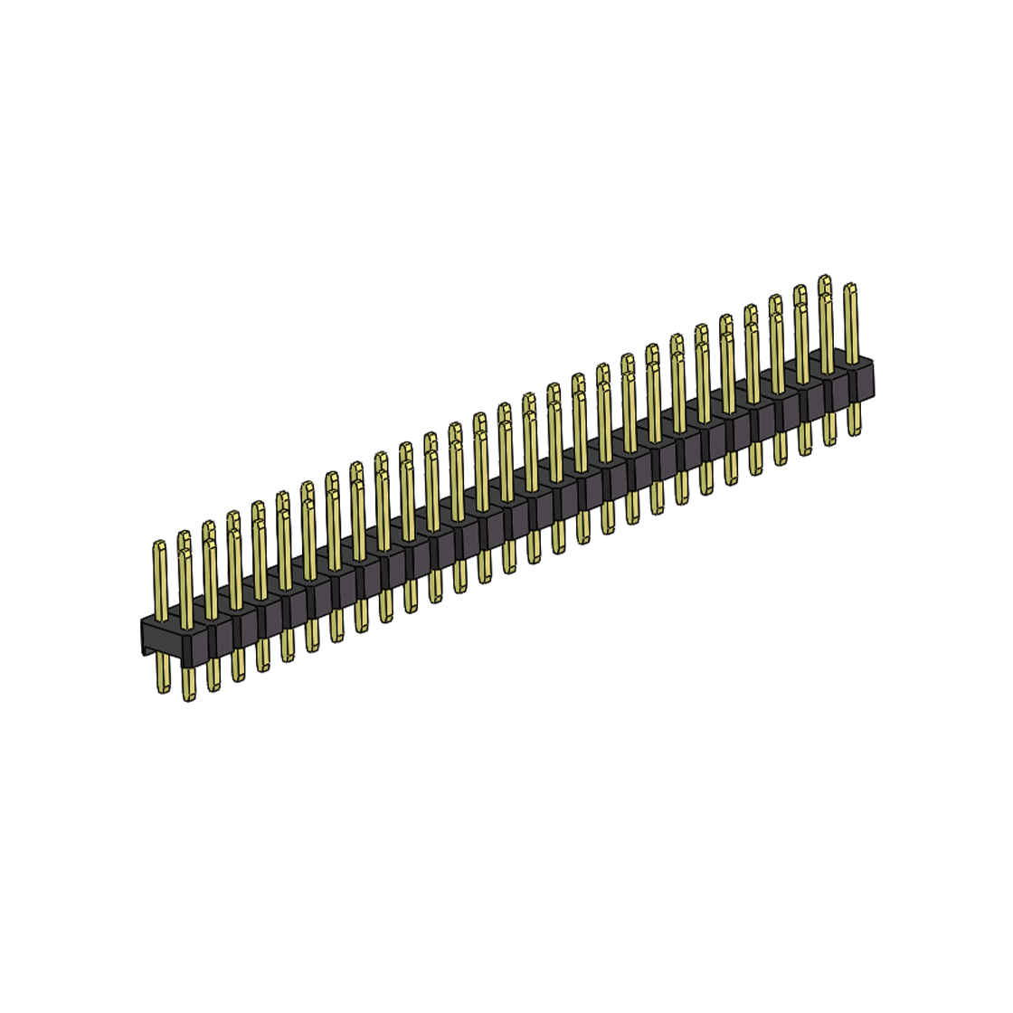Pitch 2.54mm 180° 双排 DIP 单塑排针 L=11.5MM PC 3.0 2X28Pin 黑色 Brass 镀全金G/F
