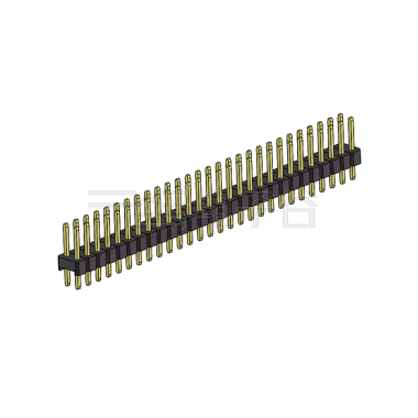 Pitch 2.54mm 180° 双排 DIP 单塑排针 L=11.5MM PC 3.0 2X28Pin 黑色 Brass 镀全金G/F