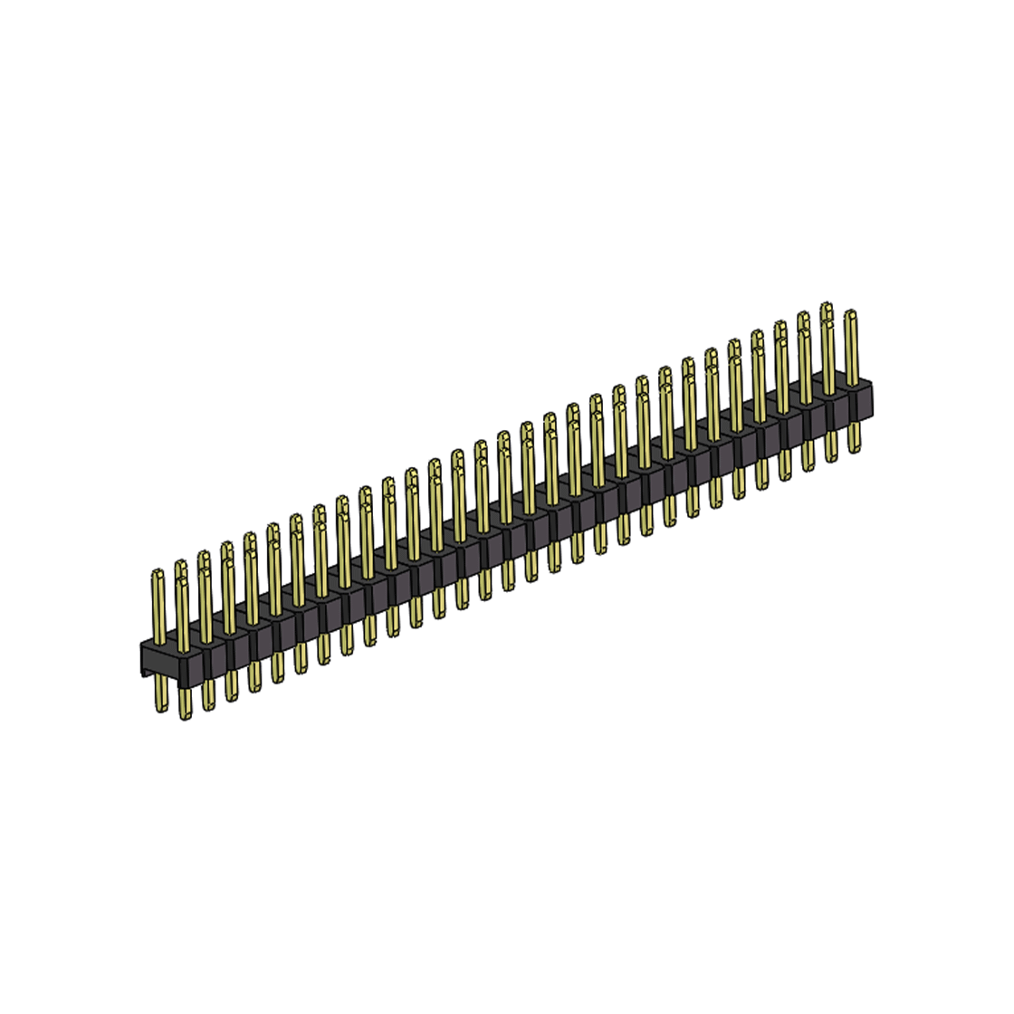 Pitch 2.54mm 180° 双排 DIP 单塑排针 L=11.5MM PC 3.0 2X30Pin 黑色 Brass 镀全金G/F