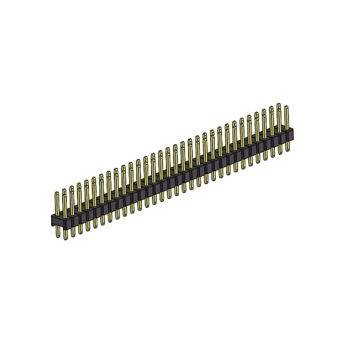 Pitch 2.54mm 180° 双排 DIP 单塑排针 L=11.5MM PC 3.0 2X31Pin 黑色 Brass 镀全金G/F