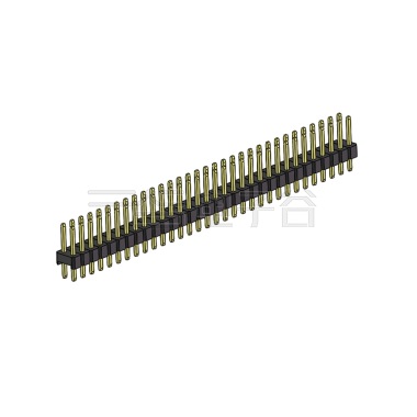Pitch 2.54mm 180° 双排 DIP 单塑排针 L=11.5MM PC 3.0 2X32Pin 黑色 Brass 镀全金G/F