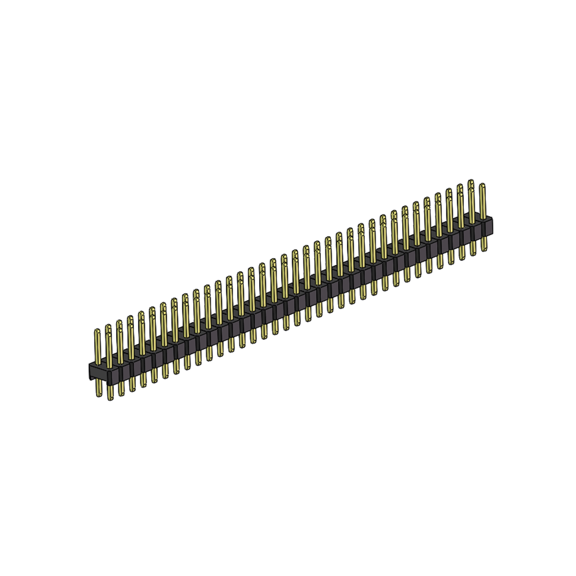 Pitch 2.54mm 180° 双排 DIP 单塑排针 L=11.5MM PC 3.0 2X34Pin 黑色 Brass 镀全金G/F