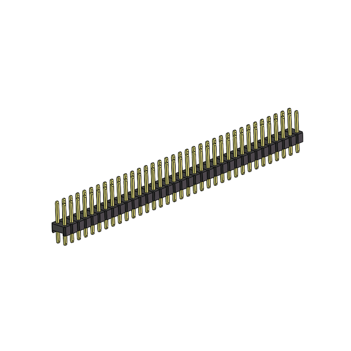 Pitch 2.54mm 180° 双排 DIP 单塑排针 L=11.5MM PC 3.0 2X35Pin 黑色 Brass 镀全金G/F
