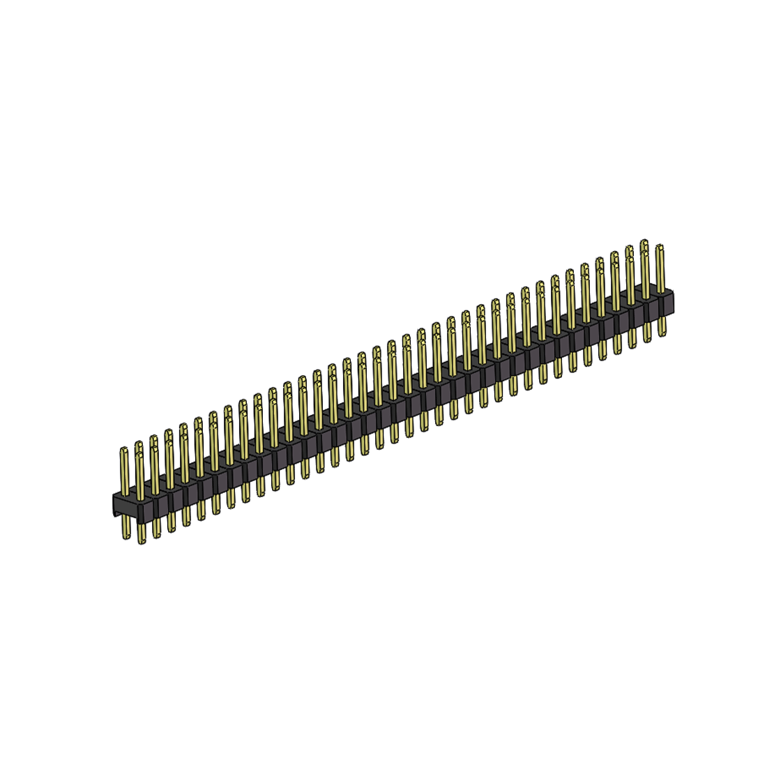 Pitch 2.54mm 180° 双排 DIP 单塑排针 L=11.5MM PC 3.0 2X37Pin 黑色 Brass 镀全金G/F
