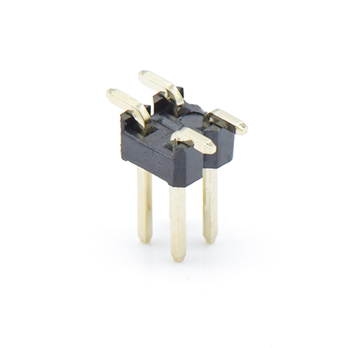 Pitch 2.54mm 180°双排 SMT单塑 排针 2X02Pin 黑色 镀全金G/F