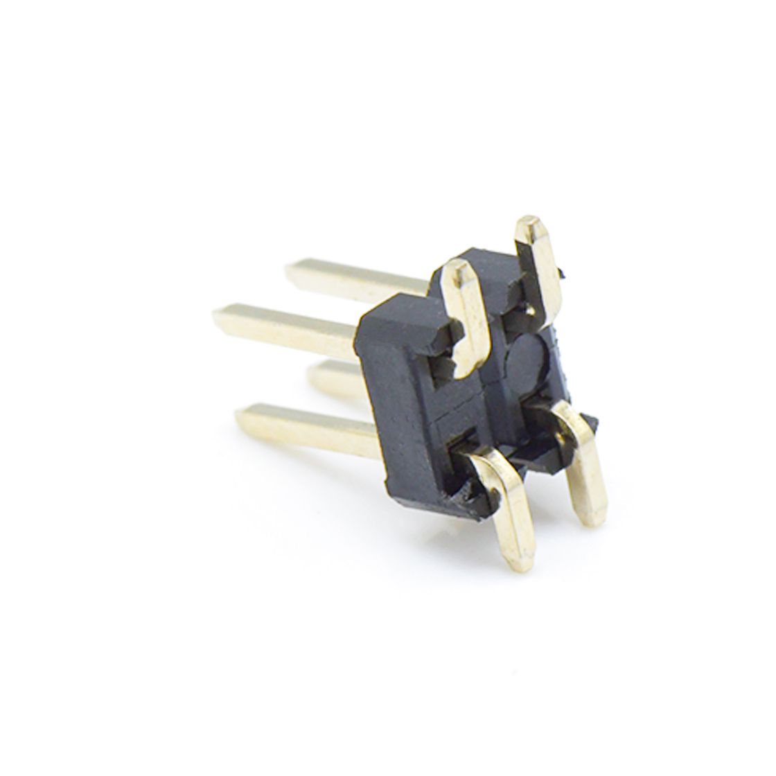 Pitch 2.54mm 180°双排 SMT单塑 排针 2X02Pin 黑色 镀全金G/F