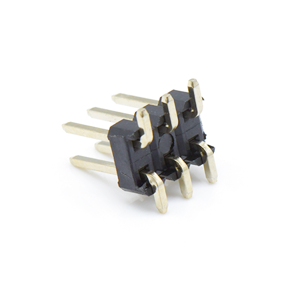 Pitch 2.54mm 180°双排 SMT单塑 排针 2X03Pin 黑色 镀全金G/F