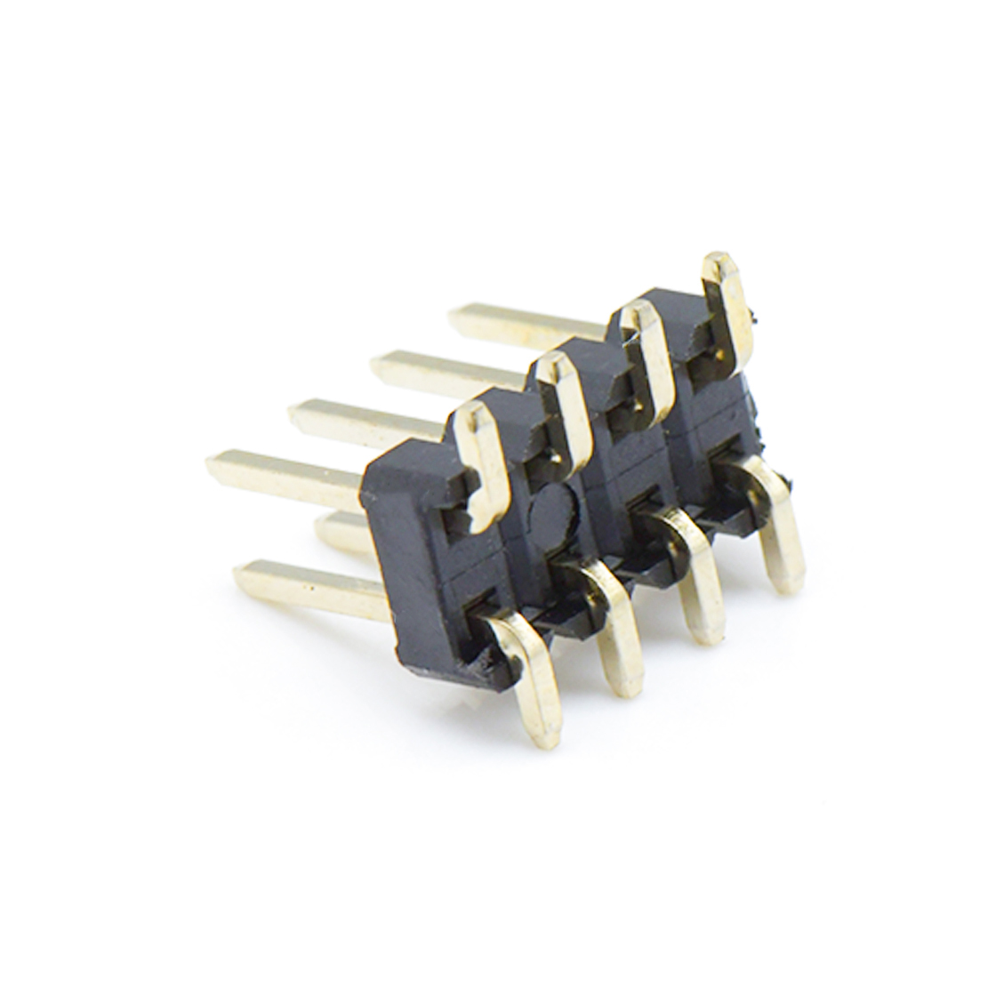 Pitch 2.54mm 180°双排 SMT单塑 排针 2X04Pin 黑色 镀全金G/F