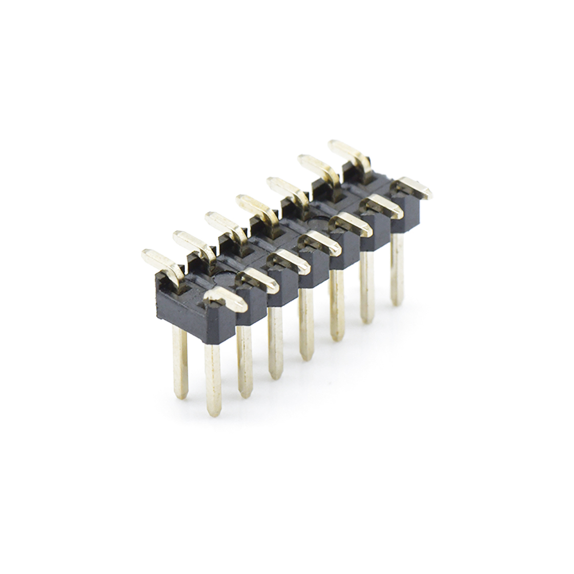 Pitch 2.54mm 180°双排 SMT单塑 排针 2X07Pin 黑色 镀全金G/F
