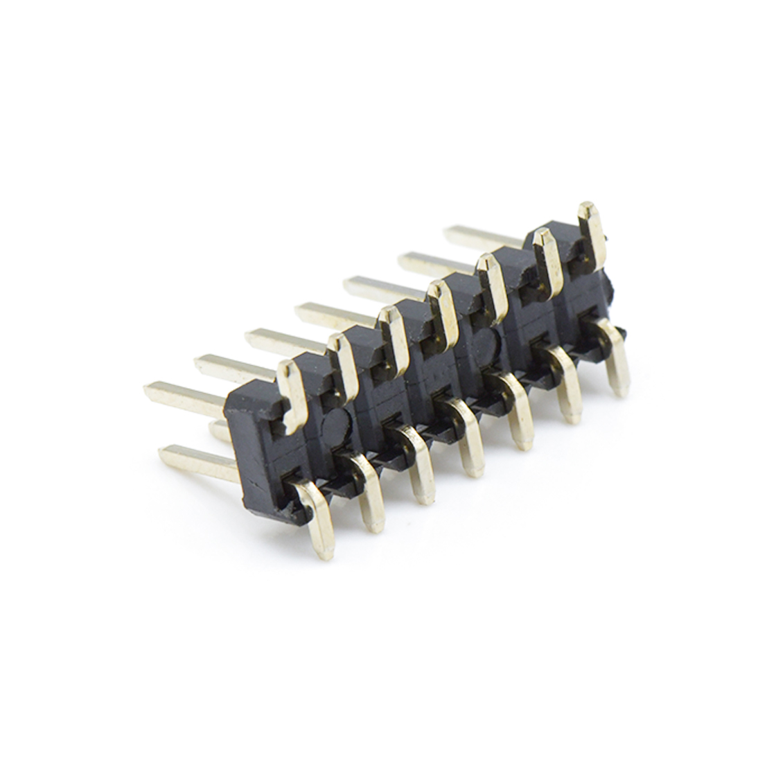 Pitch 2.54mm 180°双排 SMT单塑 排针 2X07Pin 黑色 镀全金G/F